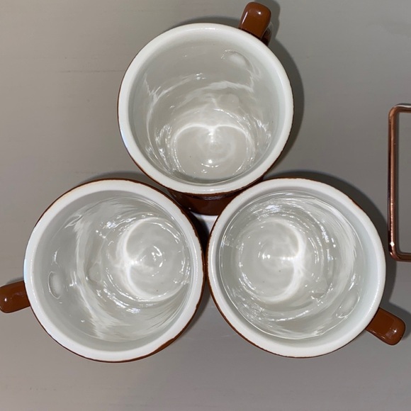 Vintage Hall Pottery 1273 Brown Coffee Pedestal Mugs - Picture 4 of 6